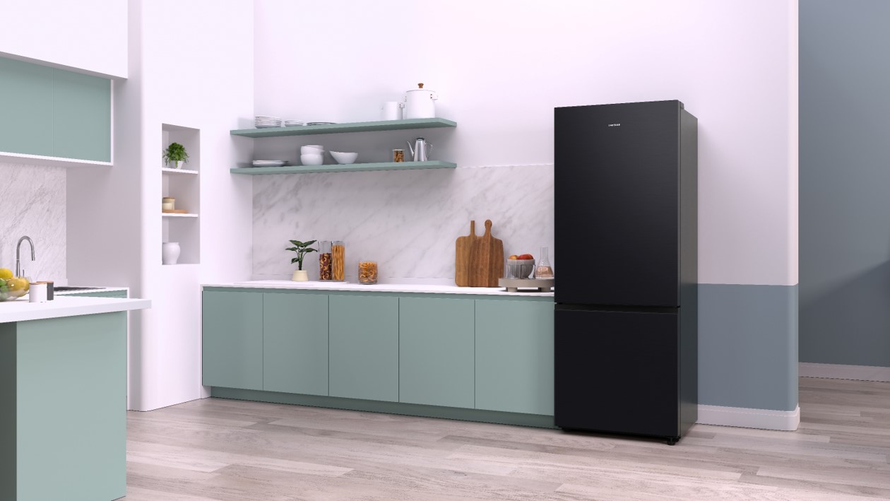 Extra Wide Bottom Mount Freezer offers sleek design