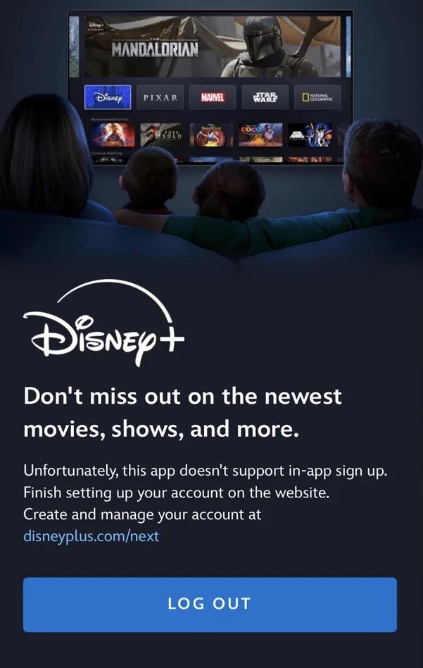 disney plus and hulu ios message