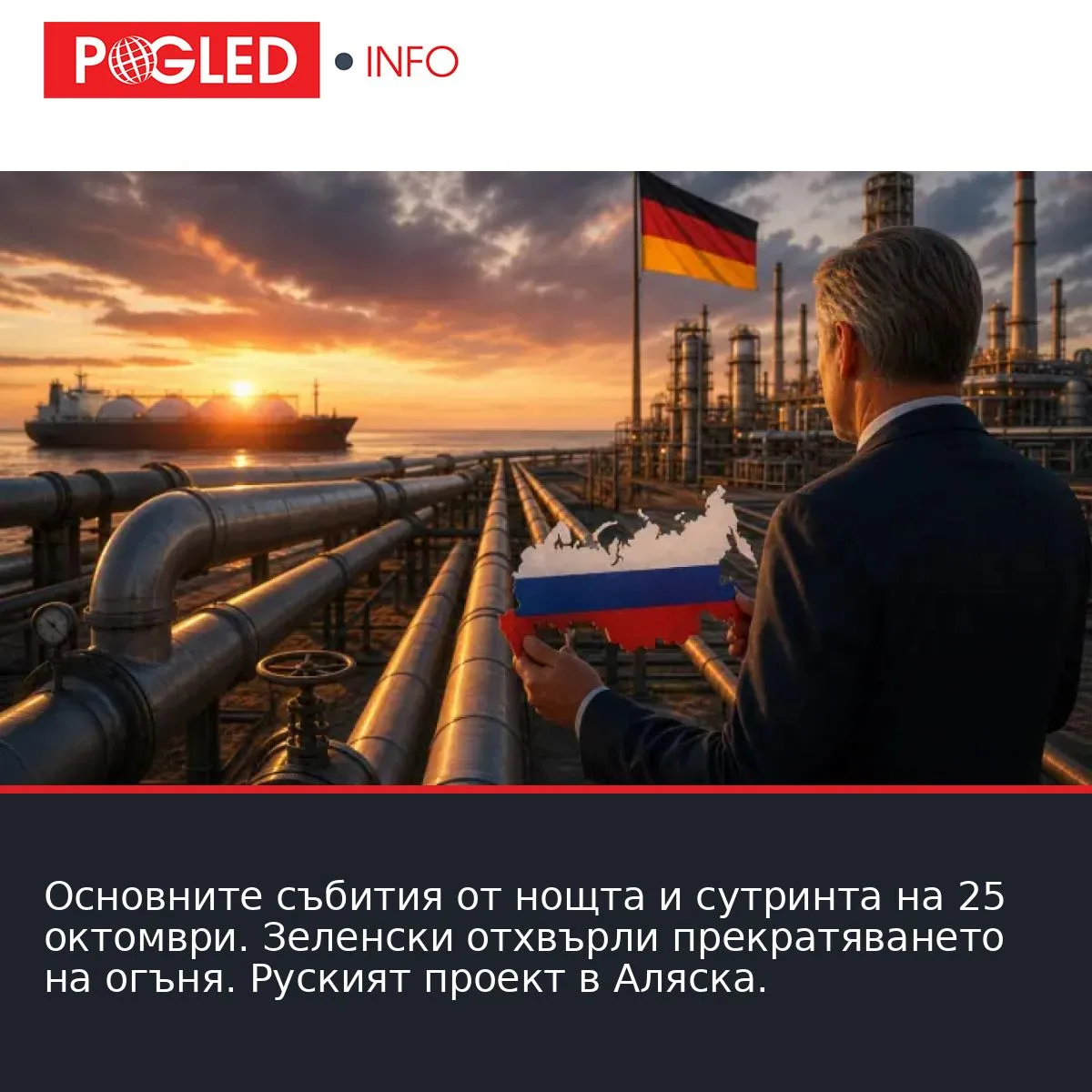 Основните събития от нощта и сутринта на 25 октомври. Зеленски отхвърли прекратяването на огъня. Руският проект в Аляска.