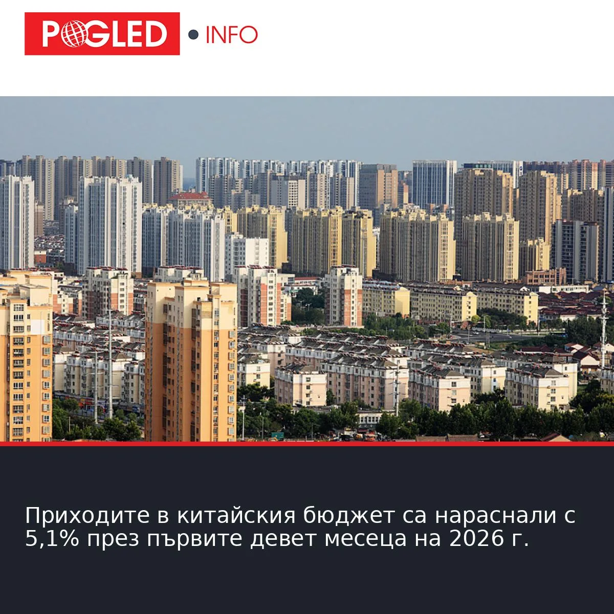 Приходите в китайския бюджет са нараснали с 5,1% през първите девет месеца на 2026 г.